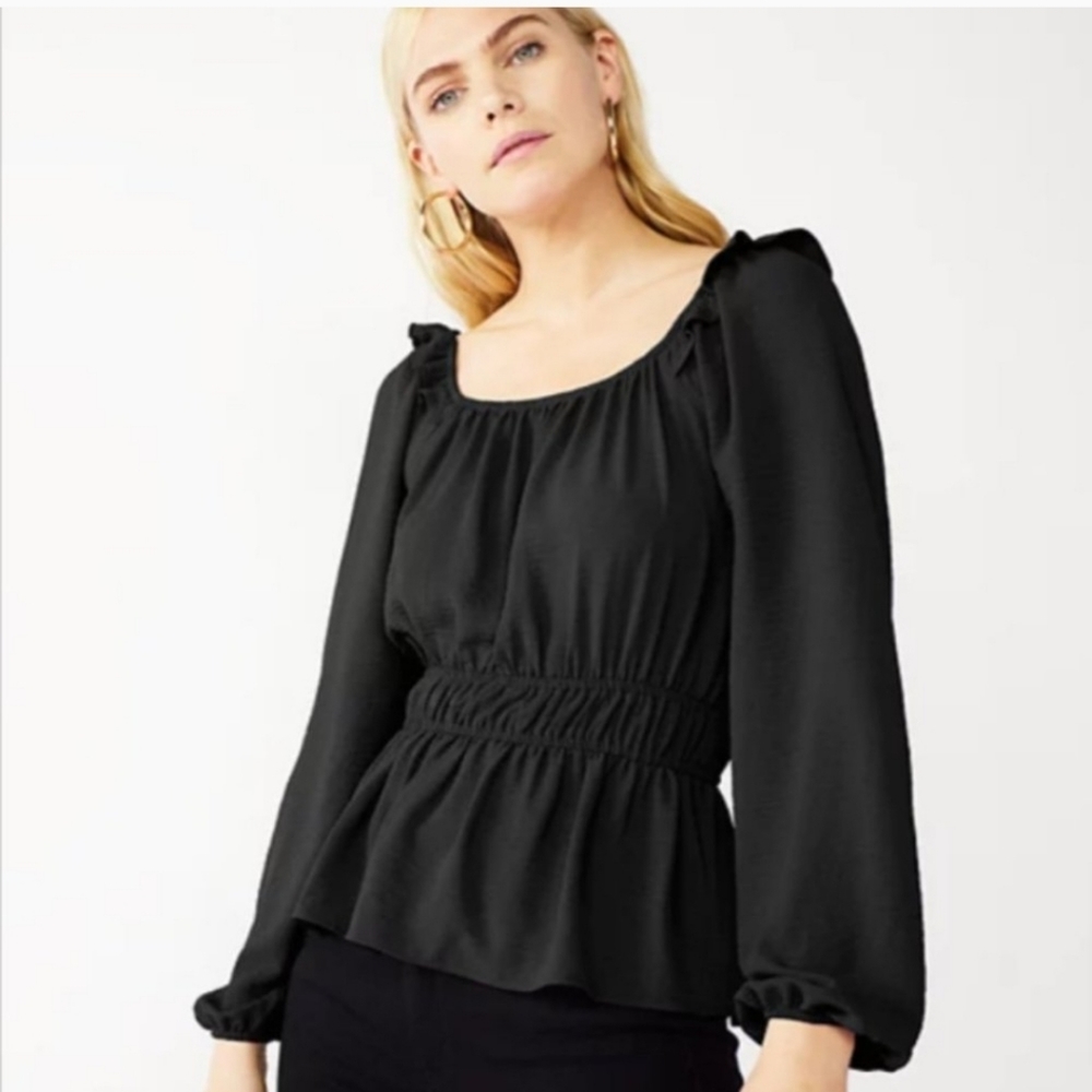 NINE WEST Peplum peasant top